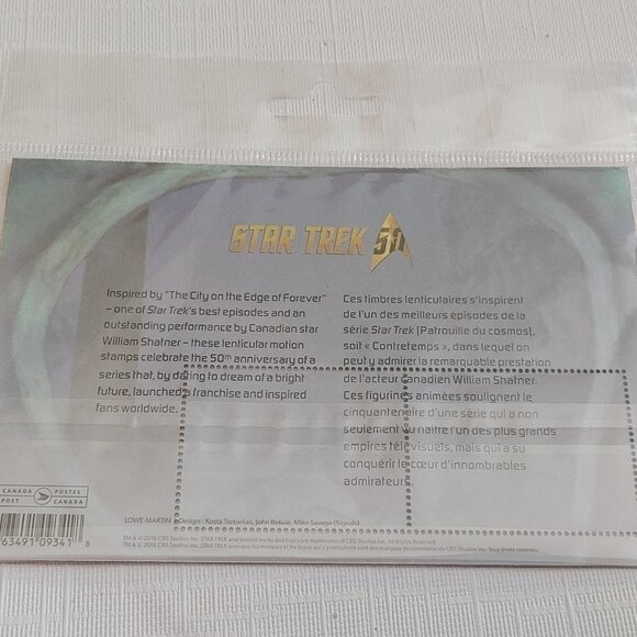 2016 Canada Post STARTREK Lenticular Stamp Set BNIP - Picture 4 of 4